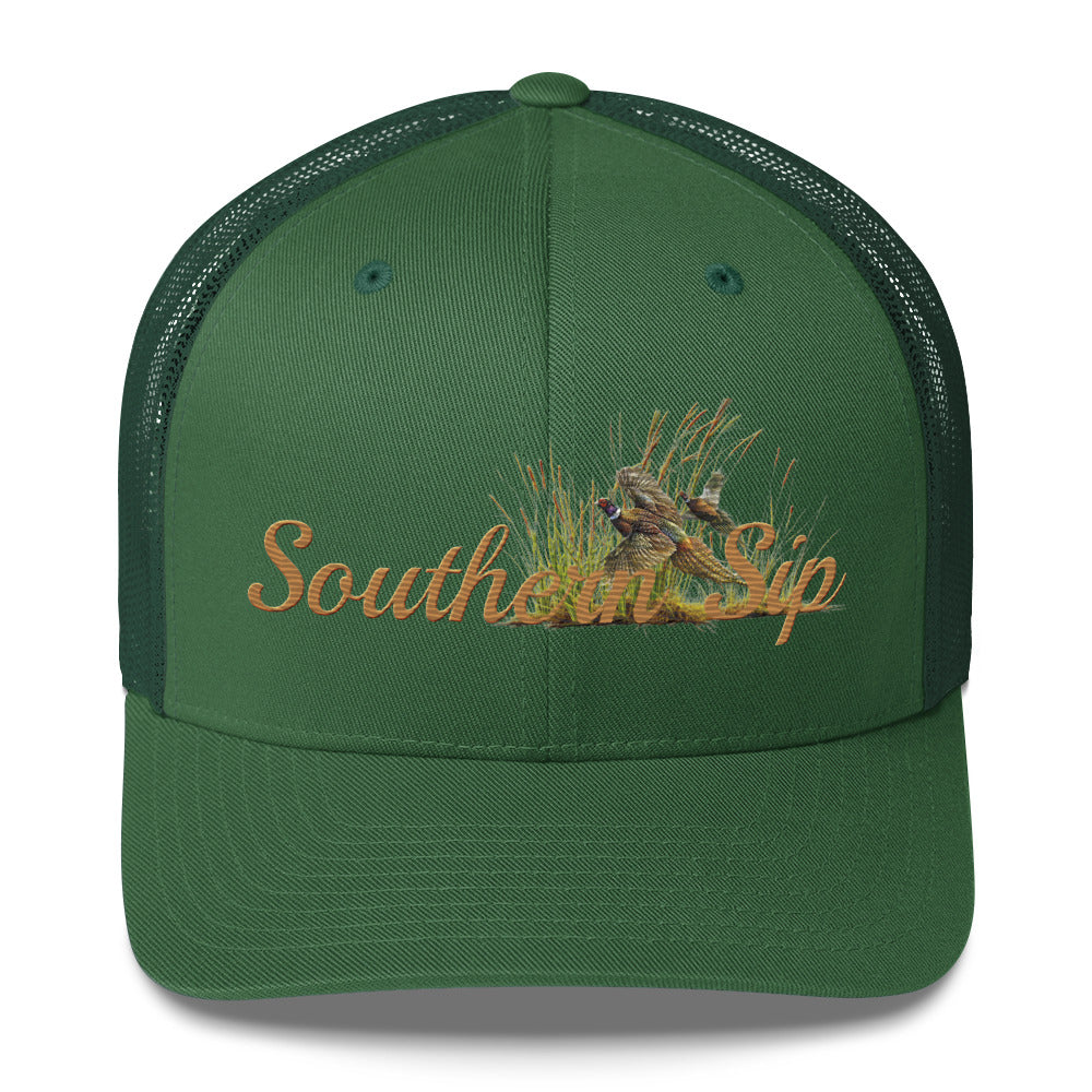 Southern Sip Hunt Club Hat | Quail Flush Embroidered Trucker Cap